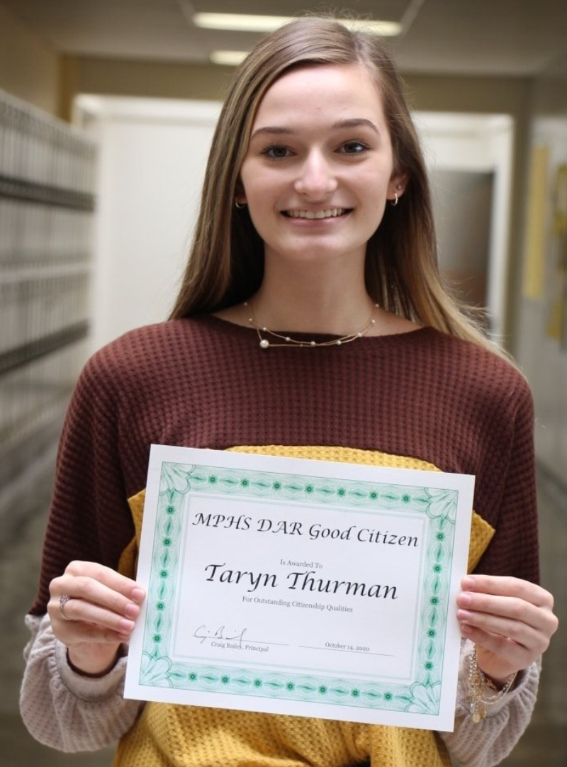 Thurman selected as Mount Pleasant High School DAR Good Citizen